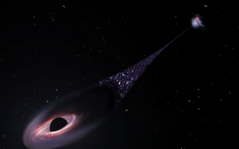 奇异的星桥！这头是星系，那头是逃逸的黑洞？